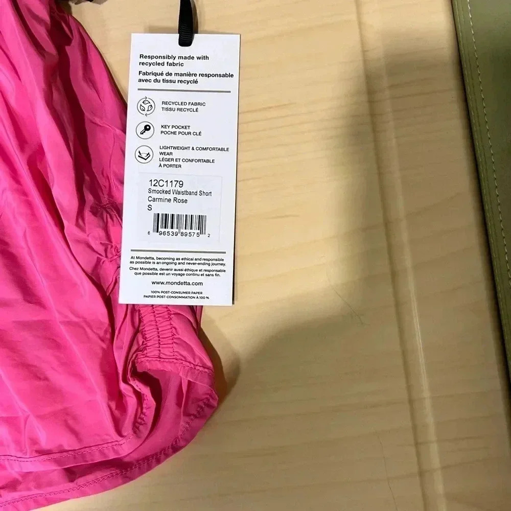 MONDETTA STUDIO Smocked Waist Shorts. Carmine Pink. Size XS.NWTS! - Picture 5 of 8